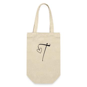 Buchstabe T Buchstabe-T Kalligrafie - Geschenkbeutel für Flaschen - Natur - Vorne