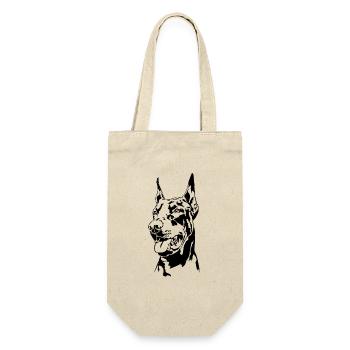 Dobermann Hundeportrait Hunde Hundesport Wilsigns - Geschenkbeutel für Flaschen - Natur - Vorne