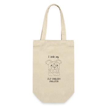 I love my Old English Bulldog - Geschenkbeutel für Flaschen - Natur - Vorne