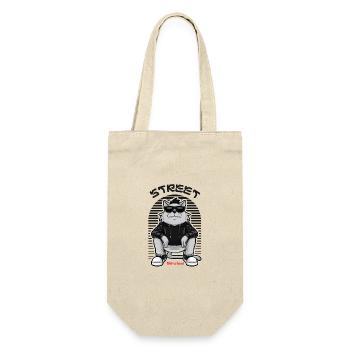 Rat cartoon old school street fasion - Geschenkbeutel für Flaschen - Natur - Vorne