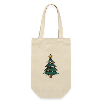 Düsterer Weihnachtsbaum mit Totenköpfen - Geschenkbeutel für Flaschen - Natur - Vorne
