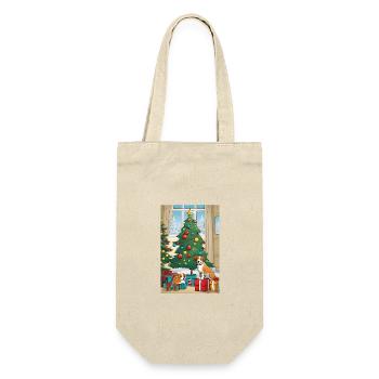 Funny Dog Christmas Christmas Tree Gift - Gift Bag for Bottles - nature - Front