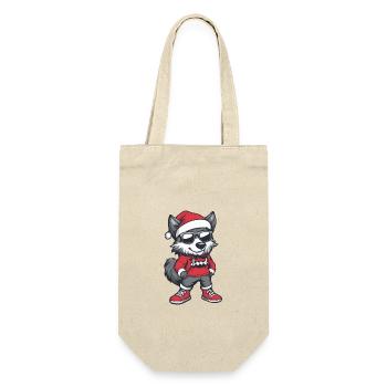 Wolf Christmas Comic Cool - Gift Bag for Bottles - nature - Front