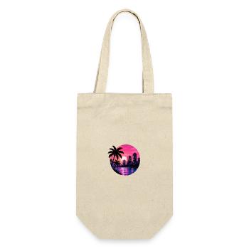 Neon Palm City Sonnenuntergang - Geschenkbeutel für Flaschen - Natur - Vorne