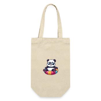 Panda Comic Cool - Geschenkbeutel für Flaschen - Natur - Vorne