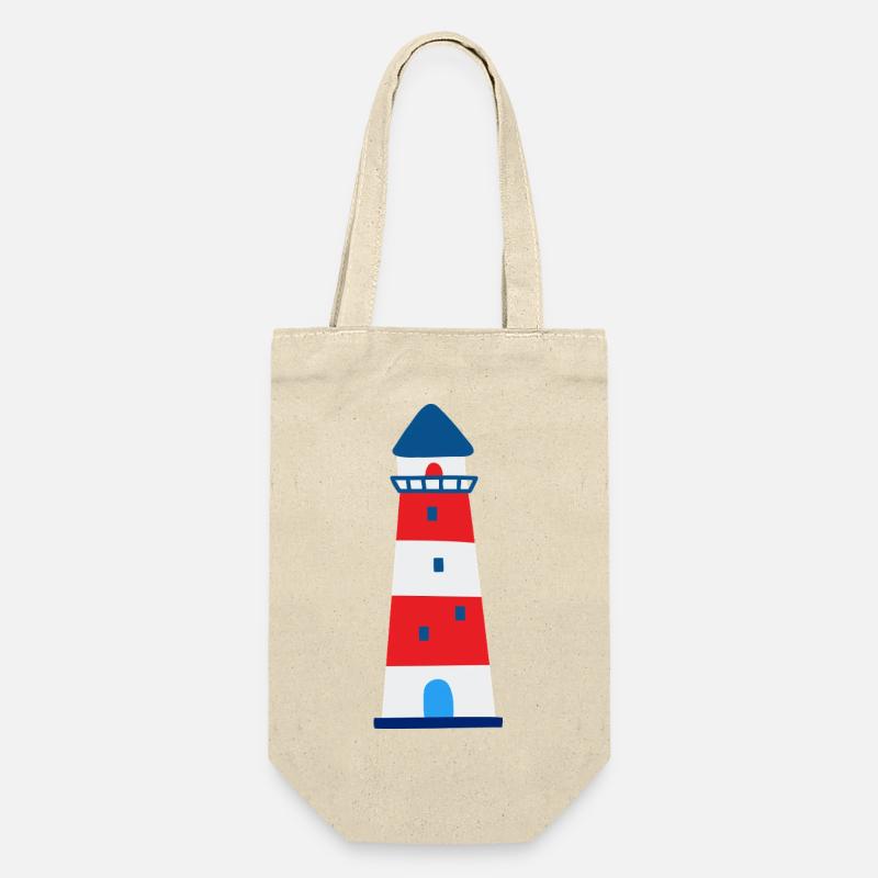 Nautic Design Striped Lighthouse Illustration - Gift Bag for Bottles - nature