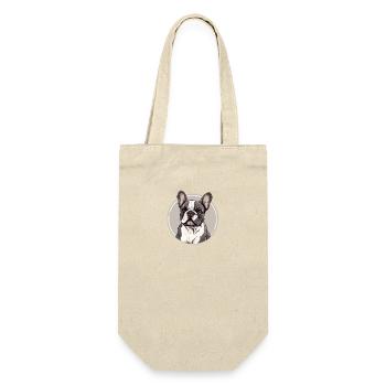 Französische Bulldogge Hund Mops - Geschenkbeutel für Flaschen - Natur - Vorne
