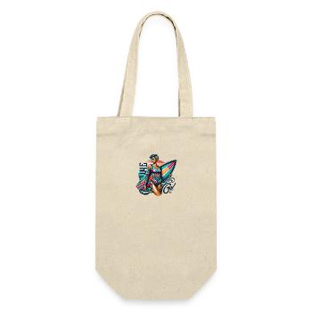 Cool Surf Girl - Vintage Beach Vibes - Geschenkbeutel für Flaschen - Natur - Vorne