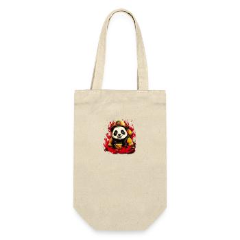 Niedlicher Panda Feuerwehrmann Feuerwehr für - Geschenkbeutel für Flaschen - Natur - Vorne