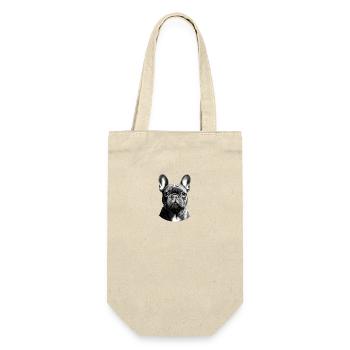 Französische Bulldogge Hund Mops - Geschenkbeutel für Flaschen - Natur - Vorne