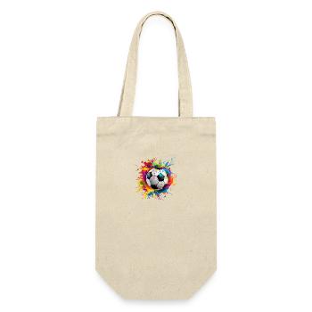 Fußball Ball Farbspritzer für einen Sportfan und - Geschenkbeutel für Flaschen - Natur - Vorne