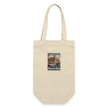 Vintage Amsterdam Kanal Niederlande Holland - Geschenkbeutel für Flaschen - Natur - Vorne