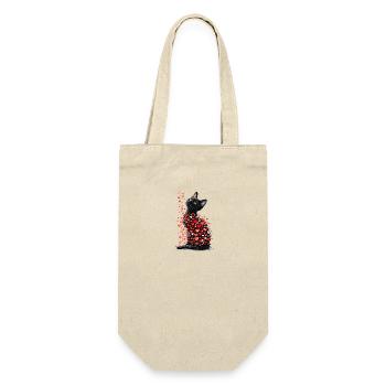 Katze Liebe Valentinstag Katze mit roten Herzen - Geschenkbeutel für Flaschen - Natur - Vorne
