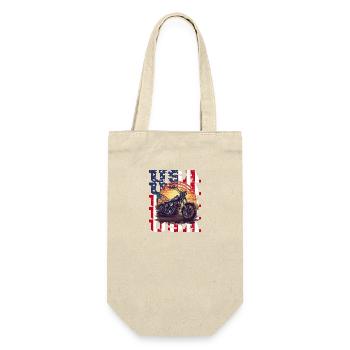 Vintage American Flag Motorrad Patriotisch - Geschenkbeutel für Flaschen - Natur - Vorne