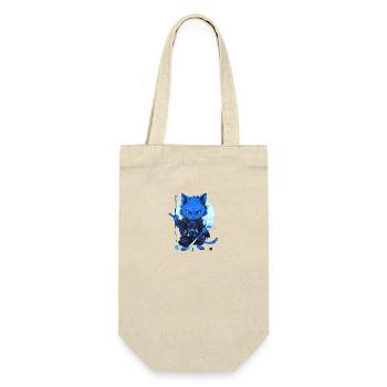 Japanische Katze Samurai Style für Katzen Fans - Geschenkbeutel für Flaschen - Natur - Vorne