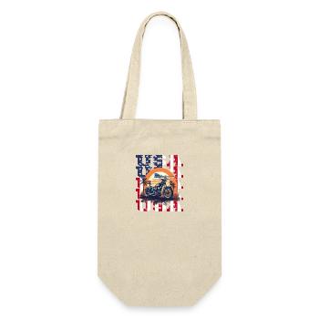 Vintage American Flag Motorrad Patriotisch - Geschenkbeutel für Flaschen - Natur - Vorne