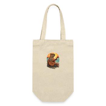 Gitarre Capybara Tropischer Sonnenuntergang - Geschenkbeutel für Flaschen - Natur - Vorne