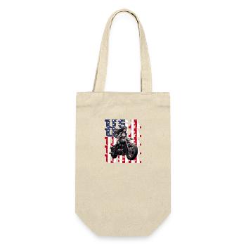 Vintage American Flag Motorrad Patriotisch - Geschenkbeutel für Flaschen - Natur - Vorne