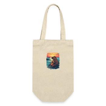 Gitarre Capybara Tropischer Sonnenuntergang - Geschenkbeutel für Flaschen - Natur - Vorne