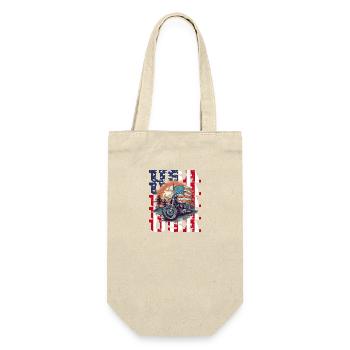 Vintage American Flag Motorrad Patriotisch - Geschenkbeutel für Flaschen - Natur - Vorne