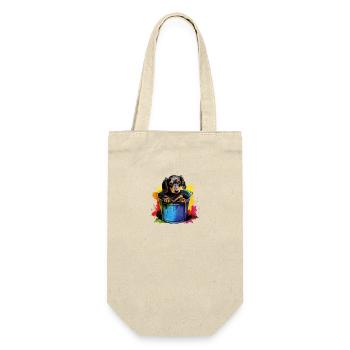 Dackel Hund für einen Hundebesitzer Dackel - Geschenkbeutel für Flaschen - Natur - Vorne