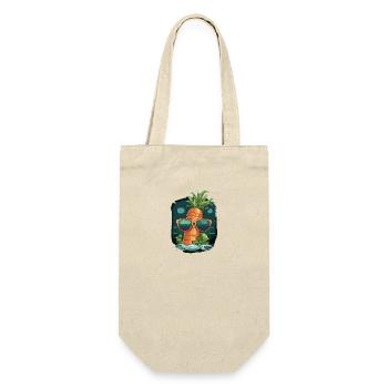 Funky Karotte mit Sonnenbrille Strandgemüse - Geschenkbeutel für Flaschen - Natur - Vorne