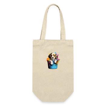 Beagle Niedlicher Hund Farbeimer - Geschenkbeutel für Flaschen - Natur - Vorne