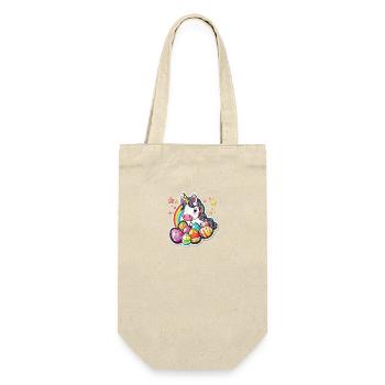 Einhorn Ostern für Kinder Regenbogen und Eier für - Geschenkbeutel für Flaschen - Natur - Vorne