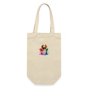 English Cocker Spaniel Niedlicher Hund Farbeimer - Geschenkbeutel für Flaschen - Natur - Vorne