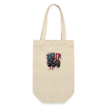 Vintage American Flag Motorrad Patriotisch - Geschenkbeutel für Flaschen - Natur - Vorne