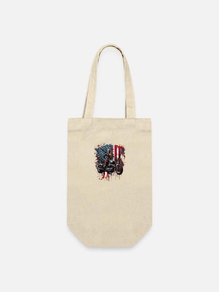 Vintage American Flag Motorrad Patriotisch - Geschenkbeutel für Flaschen - Natur