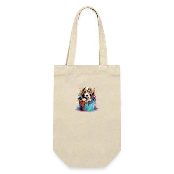 Beagle Niedlicher Hund Farbeimer - Geschenkbeutel für Flaschen - Natur - Vorne