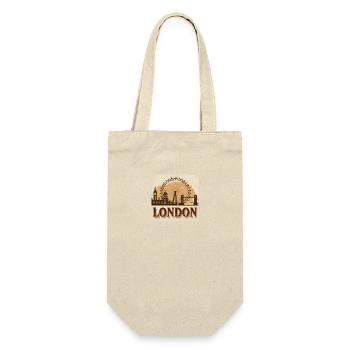 London Skyline Vintage-Stil Fluss Themse - Geschenkbeutel für Flaschen - Natur - Vorne