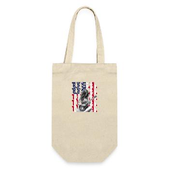 Patriotischer Musikliebhaber Amerika Gitarrist - Geschenkbeutel für Flaschen - Natur - Vorne