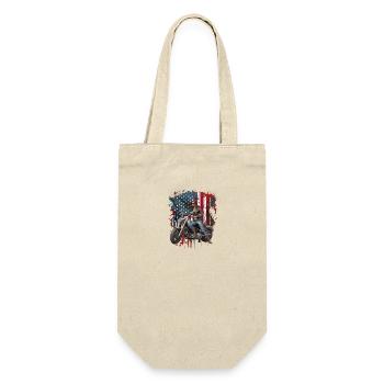 Vintage American Flag Motorrad Patriotisch - Geschenkbeutel für Flaschen - Natur - Vorne