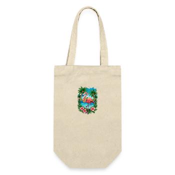 Tropical Flamingo Summer Vibes Beach Scene - Geschenkbeutel für Flaschen - Natur - Vorne