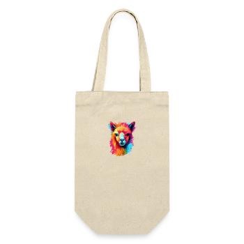 Alpaka Lama für Alpakaliebhaber - Geschenkbeutel für Flaschen - Natur - Vorne