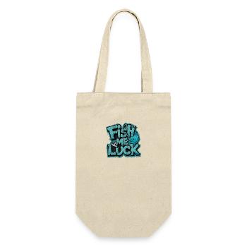 Fish Me Luck für einen Angler und Fischer - Geschenkbeutel für Flaschen - Natur - Vorne