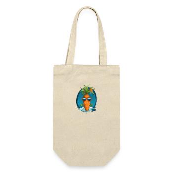 Funky Karotte mit Sonnenbrille Strandgemüse - Geschenkbeutel für Flaschen - Natur - Vorne
