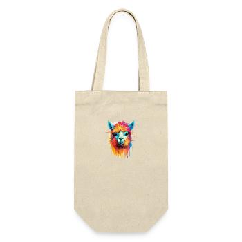 Alpaka Lama für Alpakaliebhaber - Geschenkbeutel für Flaschen - Natur - Vorne