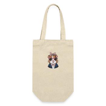 Coole Meerschweinchen mit Herz-Sonnenbrille - Geschenkbeutel für Flaschen - Natur - Vorne