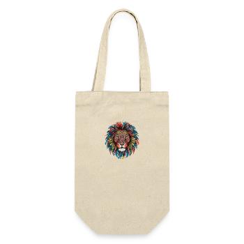 Lebendiges Löwen-Mandala künstlerische Symmetrie - Geschenkbeutel für Flaschen - Natur - Vorne