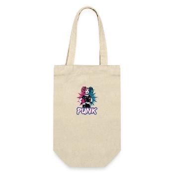 Punk Girl mit rosa und blauen Haaren Retro Style - Geschenkbeutel für Flaschen - Natur - Vorne