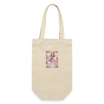 Pariser Chic Fashion Lady Flanieren im Frühling - Geschenkbeutel für Flaschen - Natur - Vorne