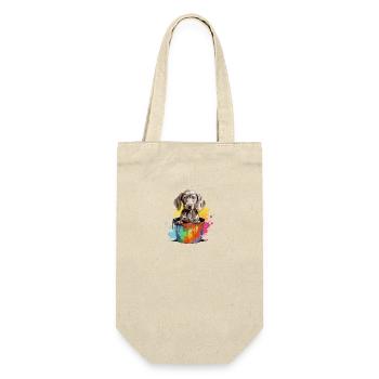 Weimaraner Hund Hunderasse - Geschenkbeutel für Flaschen - Natur - Vorne