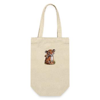 Leopard mit niedlichem Leoparden Kind für Mama - Geschenkbeutel für Flaschen - Natur - Vorne