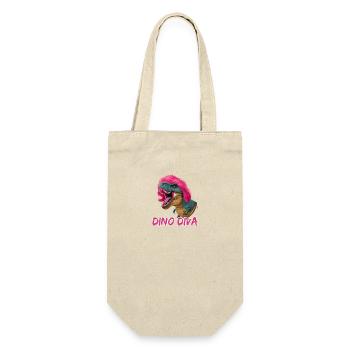 Wilder Dinosaurier mit rosa Haar Dino Diva für - Geschenkbeutel für Flaschen - Natur - Vorne
