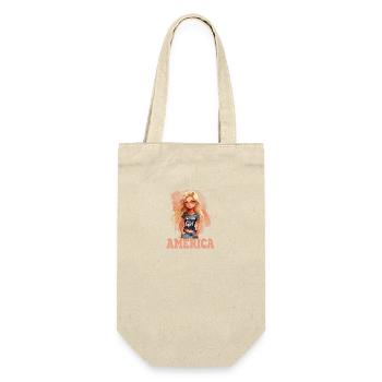 Patriotisches Amerikanisches Mädchen USA für - Geschenkbeutel für Flaschen - Natur - Vorne