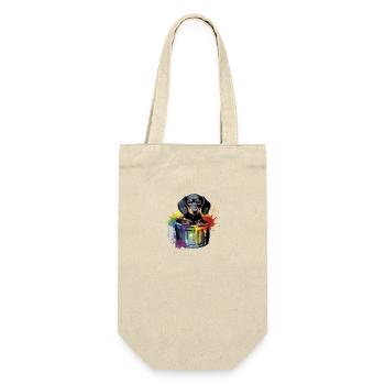 Dackel Hund für einen Hundebesitzer Dackel - Geschenkbeutel für Flaschen - Natur - Vorne