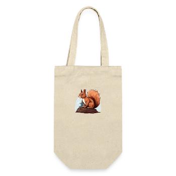 Herbst Eichhörnchen auf Orange Pilz Wald Szene - Geschenkbeutel für Flaschen - Natur - Vorne